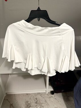 White Ruffle Hem Women's Skirt